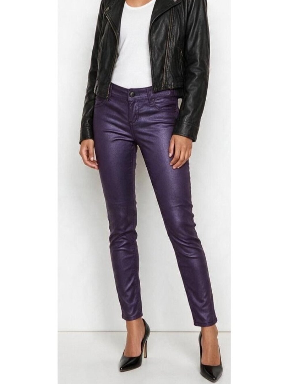 Seven7 Petite Women’s Denim Coated Low -Rise Skinny Jeans,  Purple, Size 8P